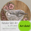 Grey Warbler and Manuka Flowers art dot